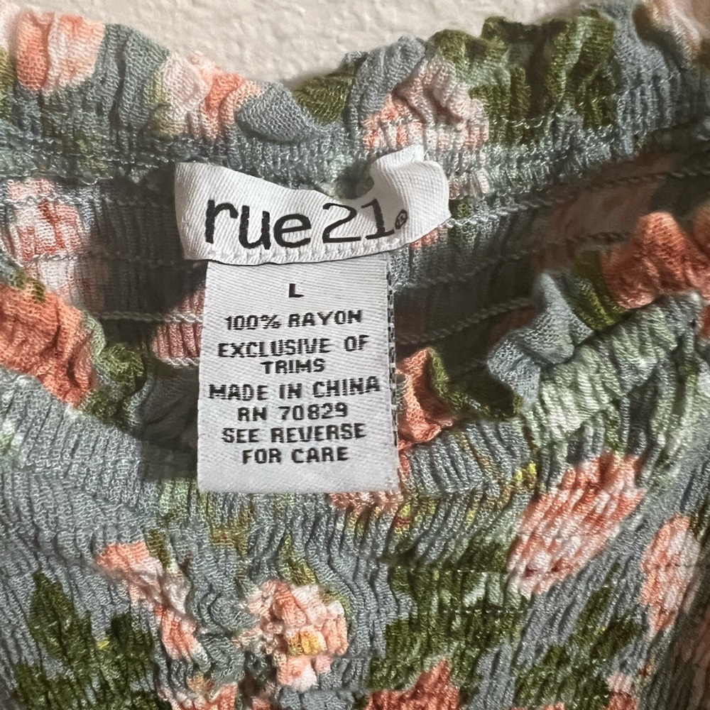 Rue21 Floral green‎ Sundress with removable straps size large - Picture 3 of 5